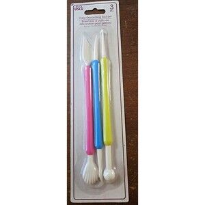 Voila 3 Piece Cake Decorating Modeling Tool Set - Pink Blue Green White